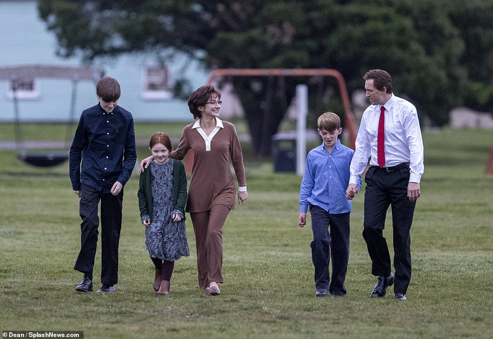 Action: The scene, filmed in Kent rather than County Durham, showed Tony and Cherie setting off to vote with their three children in tow