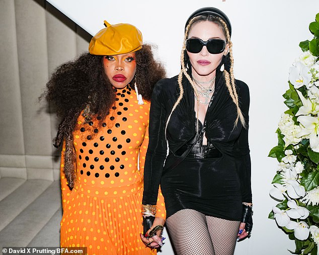 Cute! Madonna and Erykah held hands while posing for snaps