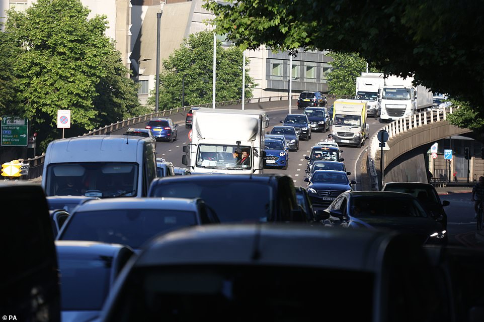 EDGWARE ROAD: Traffic remains heavy today after people were forced into their cars because of a lack of trains