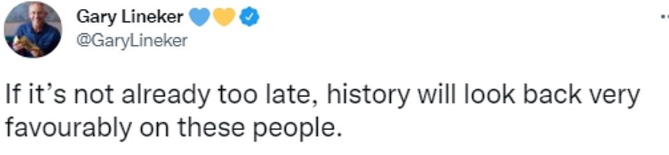 Mr Lineker said that history would judge the eco zealots kindly, and dismissed criticism of his stance