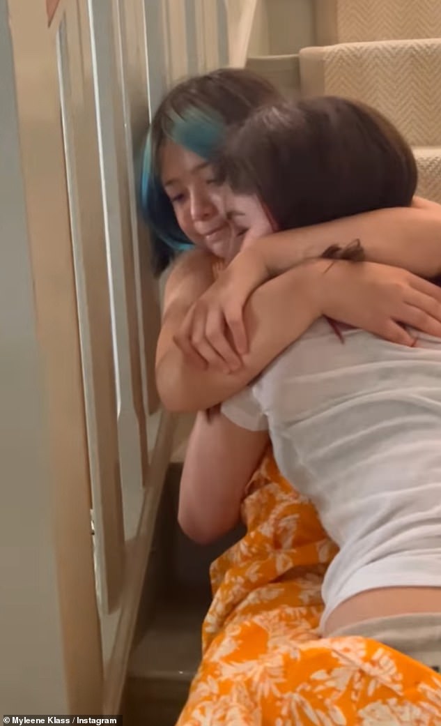 Sweet: Ava also shared her own post on her momentous day, posting a video montage including footage of her getting a good luck hug from her younger sister Hero, 11