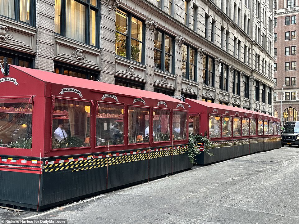 The restaurant, pictured on Monday, is a popular spot for celebrities, tourists and locals alike - everyone from Anna Wintour to Sienna Miller has eaten at Balthazar