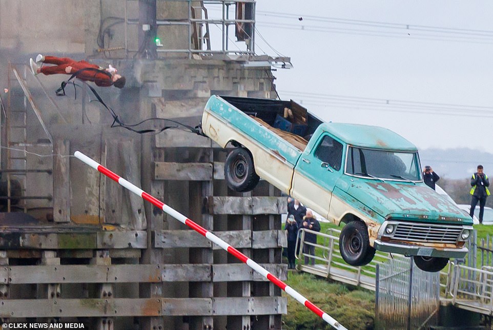 Dramatic: Thankfully, the figure wearing the orange suit is just a dummy