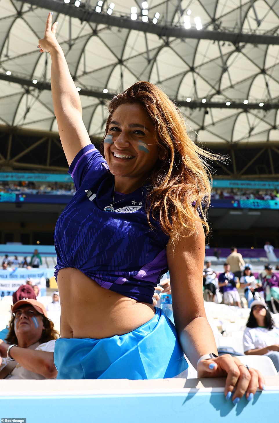 Argentina fans get in the mood before the FIFA World Cup 2022 match at Lusail Stadium