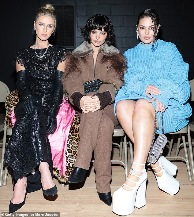 Punctual: Held at the historic Park Avenue Armory, the Marc Jacobs show welcomed a guest list that included (from left) Nicky Hilton Rothschild, Emily Ratajkowski and Ashley Graham