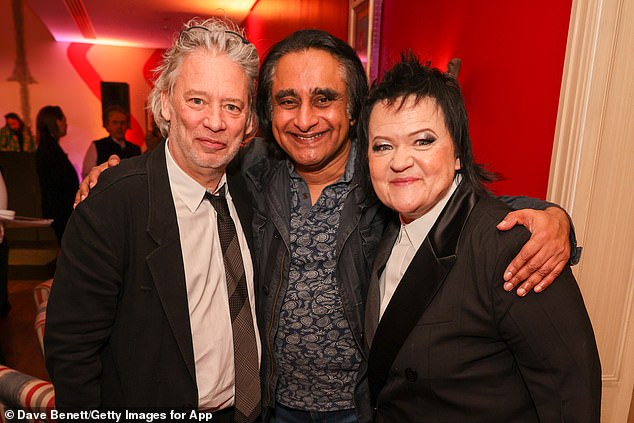 Here for you: Throwing support behind her husband was Dexter's wife Dalia Ibelhauptait¿, a Lithuanian opera director. The couple have been married since 1997 (the couple are pictured with Sanjeev Bhaskar)