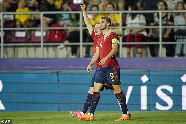 Abel Ruiz (right) scored the fastest goal in U21 European Championship history on Saturday