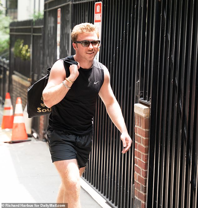 Rocco was wearing gym wear as he returned to the home after a workout.