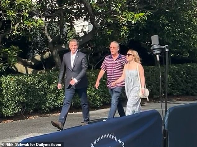 Hunter Biden (left) and wife Melissa Cohen (right) were spotted at the White House's Fourth of July celebration on the South Lawn Tuesday evening