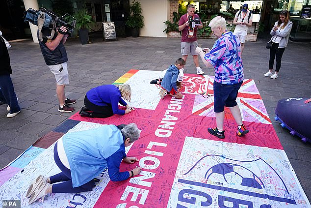 British high commissioner, Vicki Treadell, takes part in fan activities prior to the match today