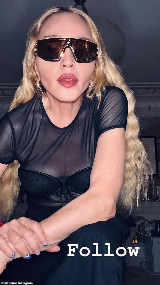 Encouragement: Madonna shared some words of encouragement with her fans Friday. The 64-year-old artist shared a trio of snaps in her Instagram Stories encouraging her followers to 'Follow The Joy'