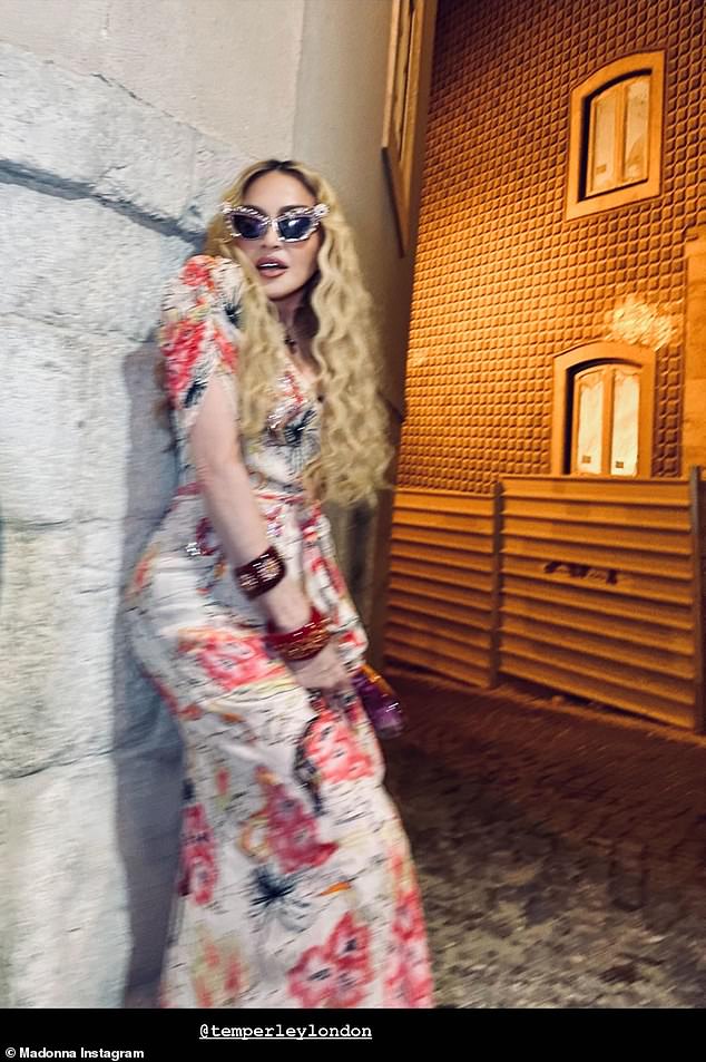 Stunning: Madonna shared snaps of herself rocking a Temperley London dress