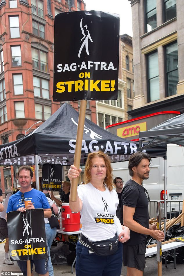 Bernhard joined the picket line in New York on July 24 to support the on-going actors' and writers' strike