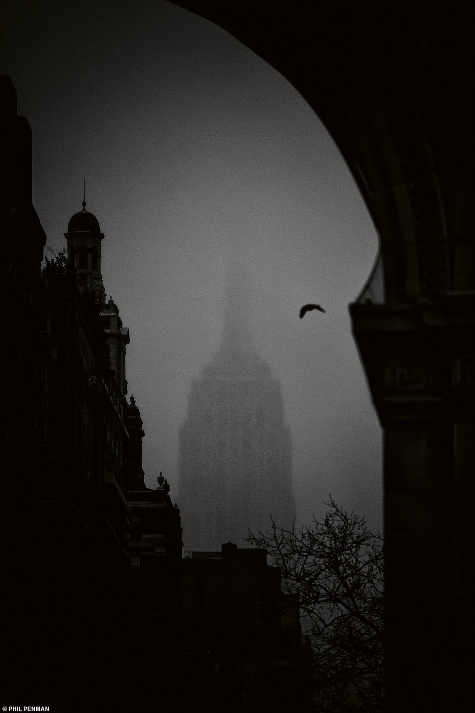 The Empire State Building shot through the Washington Square arch in February, 2019