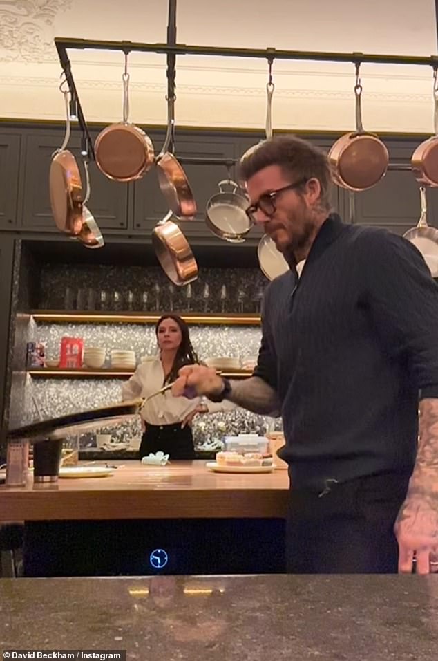 Passion for cooking: David Beckham showed fans inside his latest cooking extravaganza as he enjoyed a night inside one of pal Guy Ritchie's £50,000 BBQ tents