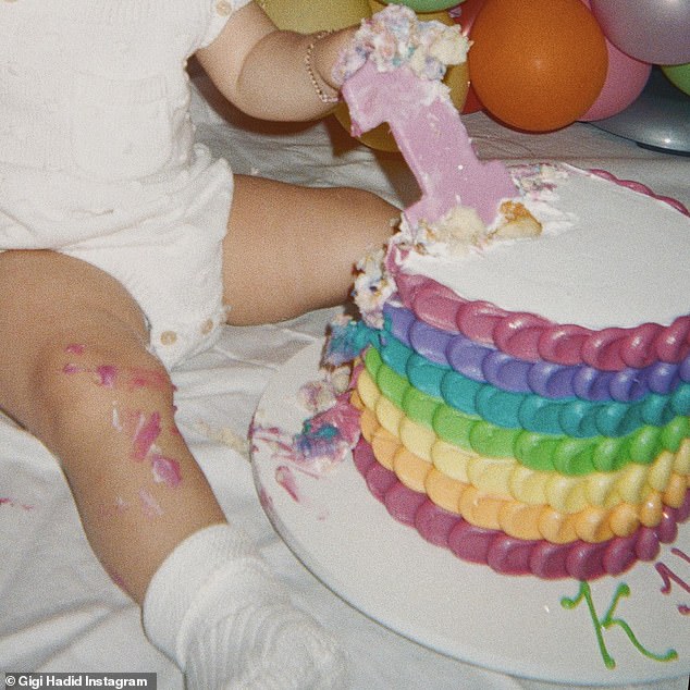 When Khai turned one: The baby girl was seen demolishing her first birthday cake