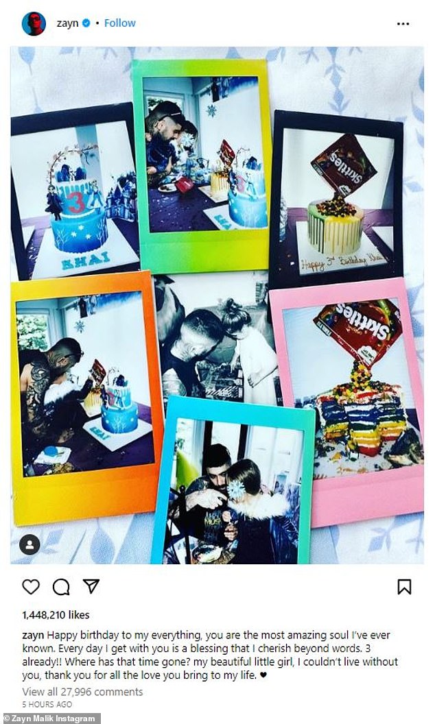 Later in the day, Khai's dad Zayn published his own heartfelt tribute to Instagram that featured an array of polaroid photos from Khai's birthday celebration