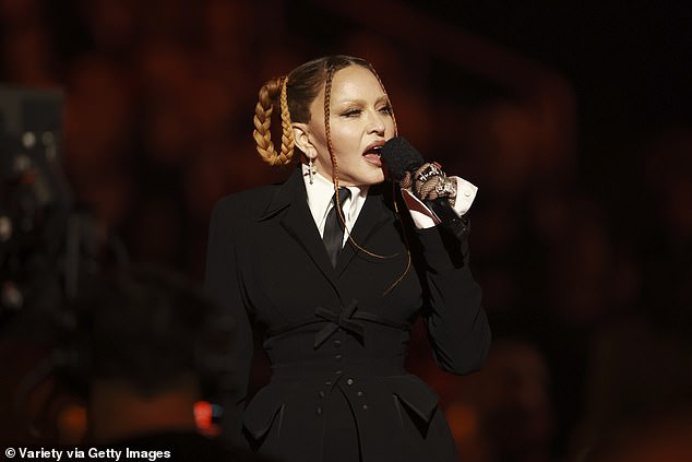 Rehersals: The singer splashed out on Manchester's AO venue for some 'intense, last-minute rehearsals' to make sure every thing goes to plan (pictured in February at the Grammy Awards)