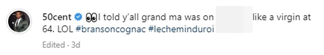 50 reposted an image of an article discussing Madonna's video and wrote: 'I told y¿all grandma was on bulls**! like a virgin at 64. LOL'