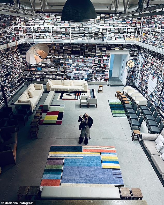 Got enough material, girl? She was surrounded by books as she posed for Instagram snaps