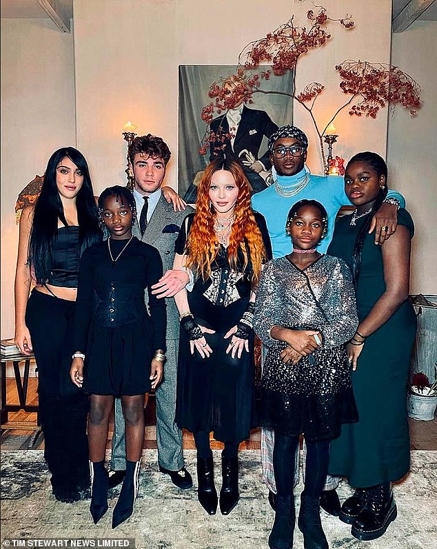 Madonna's brood: (L-R) Lourdes, Stella, Rocco, David, Estere, and Mercy