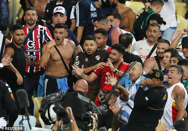 Violence between Brazil and Argentina supporters erupted during the national anthems