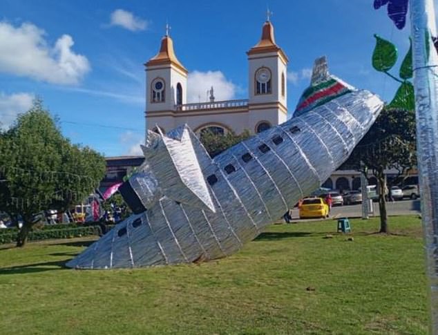 A large replica of Chapecoense's crashed plane has sparked uproar in a town in Colombia