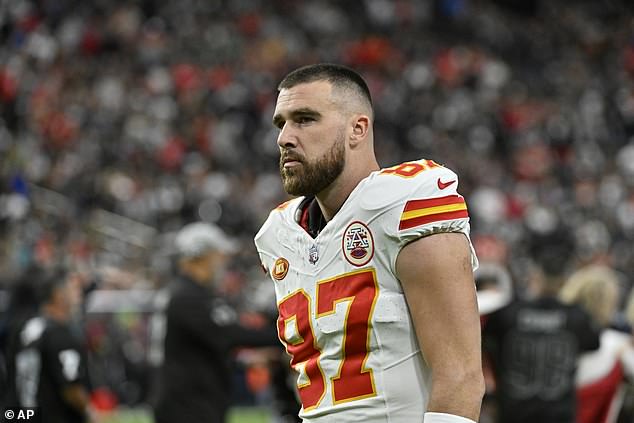 Chiefs tight end Travis Kelce looks on during Sunday's game against the Raiders in Las Vegas