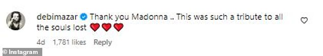 'You continue to shine a light on the impact and loss of AIDS. Thank you for always being a beacon of hope,' one fan commented