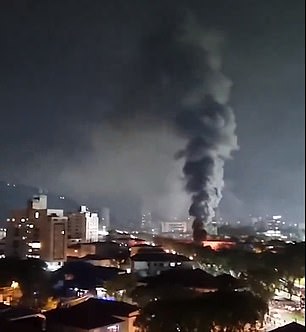 Smoke was seen billowing up into the sky after riots from supporters