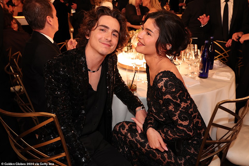 While the new couple have worked hard to keep their eight-month romance under wraps, the Wonka actor was captured chatting with the makeup mogul, at the lavish celebration, held at her half-sister Kim Kardashian's $60 million Hidden Hills mansion. The Academy Award nominee's presence was confirmed by Kourtney Kardashian's stepson, Landon Barker, who shared a picture of his father, Travis Barker, who was just a few feet in front of Jenner and Chalamet, on Snapchat. Kylie and Timothee sparked another viral moment on Sunday night after wild fan speculation suggested Taylor Swift and Selena Gomez were gossiping about the couple.