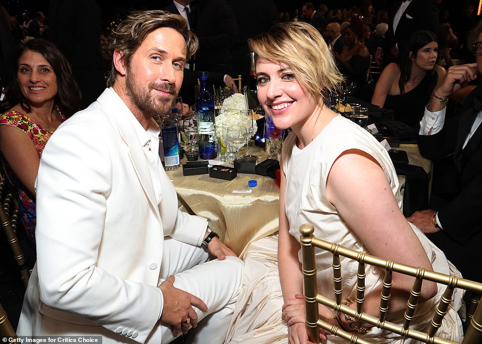 Ryan Gosling pictured with Greta Gerwig; Ryan played Ken in the Greta-directed film Barbie