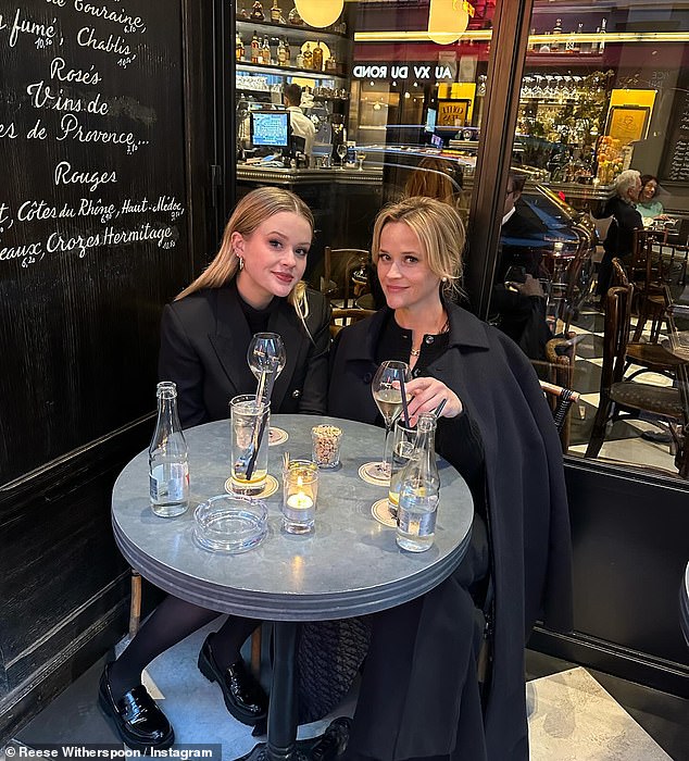 Ava and mom Reese in Paris in January where they both sipped wine