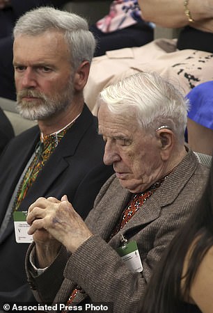 Yaroslav Hunka, right, waits for the arrival of Ukrainian President Volodymyr Zelensky in the House of Commons in Ottawa Friday. The speaker of Canada's House of Commons apologized Sunday for recognizing Hunka, who fought for a Nazi military unit during World War II