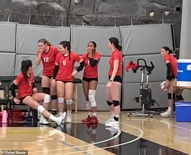 While the trans athletes reportedly played for the entire game, the biologically female athletes took turns warming the bench