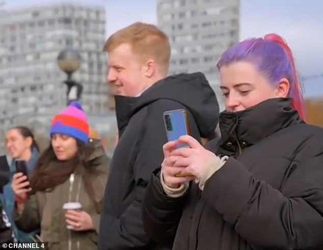 A large crowd had gathered round, with many taking out their phones to record the mind-boggling event