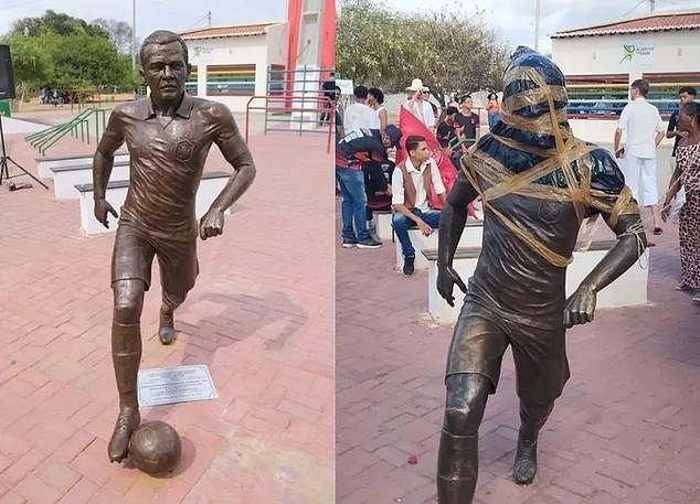 Bahia residents are demanding for the vandalised statue of Dani Alves to be removed