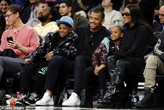 Future Zahir Wilburn, Russell Wilson, Sienna Princess Wilson, and singer Ciara on February 13