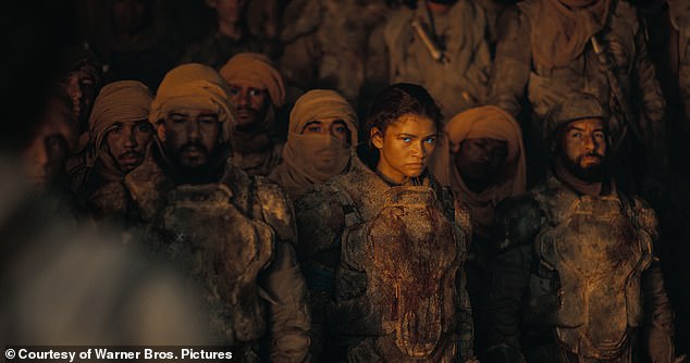 Zendaya (pictured) stars as Chani who is Paul's Fremen lover. Paul¿s aim is to disrupt spice production, but unlike our own Just Stop Oil brigade, he needs to do more than lie down on a motorway