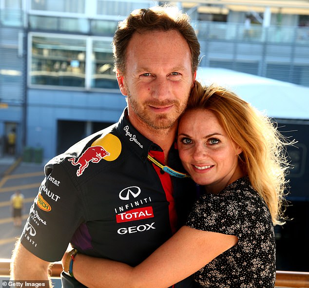 Red Bull team principal Christian Horner and Spice Girl Geri Halliwell pose after the F1 Grand Prix of Italy at Autodromo di Monza on September 7, 2014