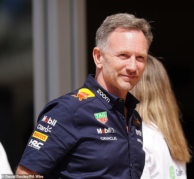 Christian Horner was wearing a Red Bull Formula One team short-sleeved shirt today