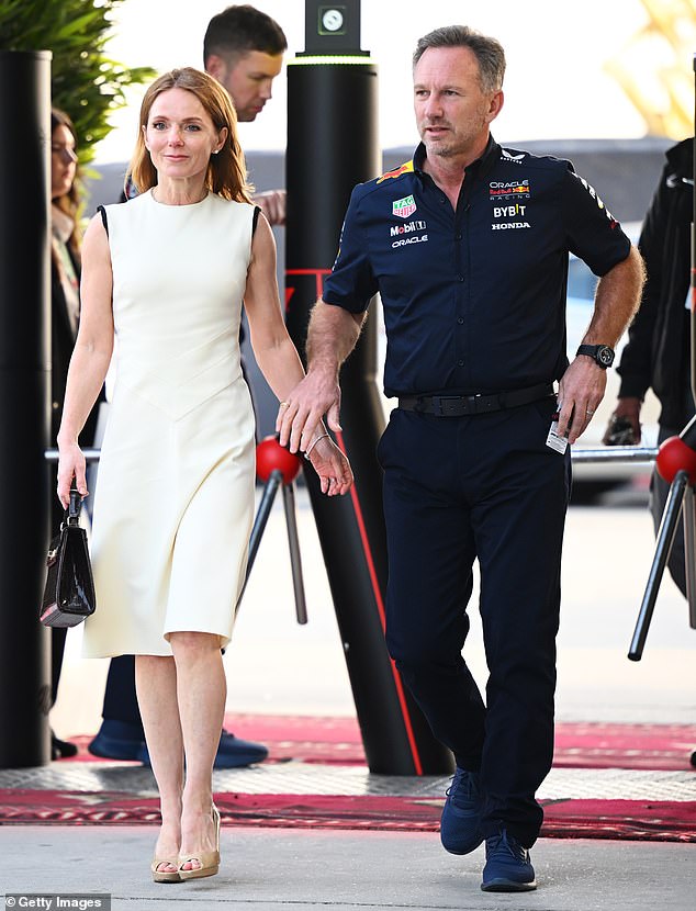 Horner went to grab his wife's hand after going through security at the Grand Prix