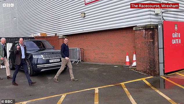 Prince William was firstly asked 'can I get a selfie please?' as he walked into the Racecourse Ground in Wrexham last Friday - but said: 'Can I say hello to the team? I'll come back.'