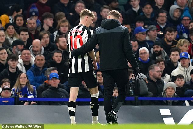 The Magpies winger was withdrawn in the first half at Stamford Bridge