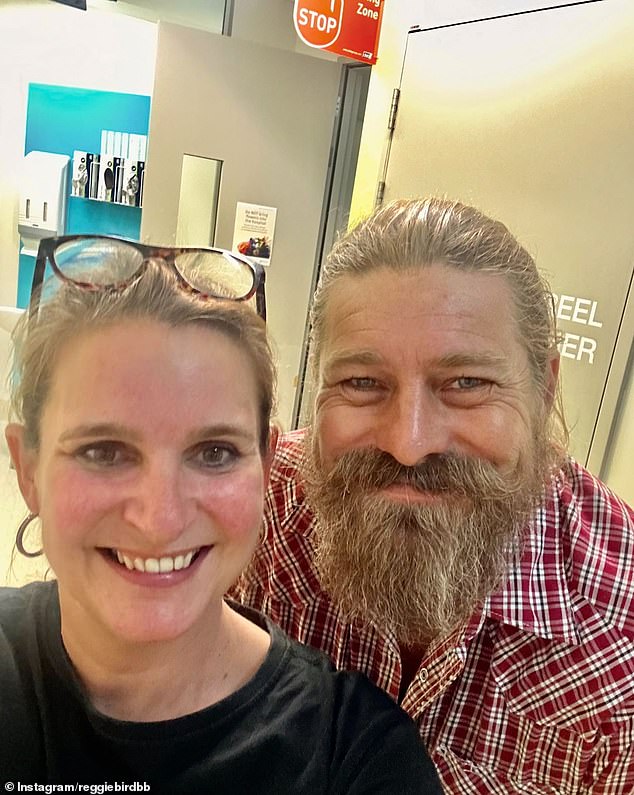 Another post showed her former Big Brother co-star Farmer Dave Graham (right) paying the mother and son a visit in hospital