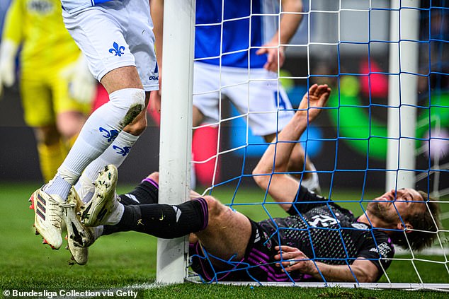 He injured his ankle colliding with the goal post while playing in Bayern Munich's last game