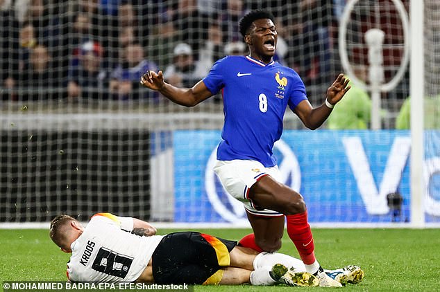 Toni Kroos clattered into club team-mate Aurelien Tchouameni during France vs Germany