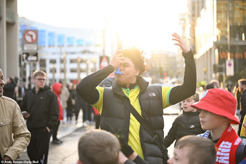 Despite being vastly outnumbered by the England fans, the visitors were keen to make themselves recognised before kick-off