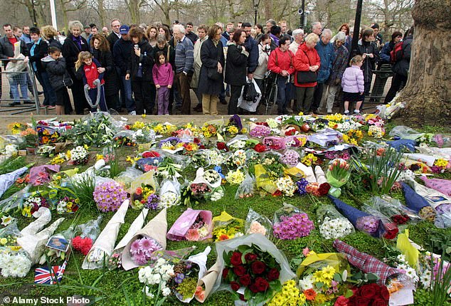 Mourners paid their respects to Queen Elizabeth, the Queen Mother, outside Clarence House following her death, aged 101,