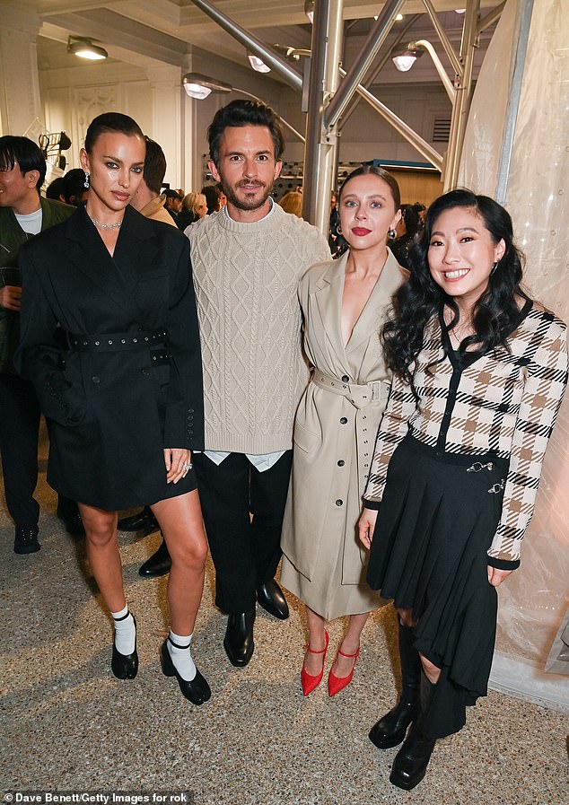 Irina Shayk, Jonathan Bailey, Bel Powley and Awkwafina (L-R) posed for a snap